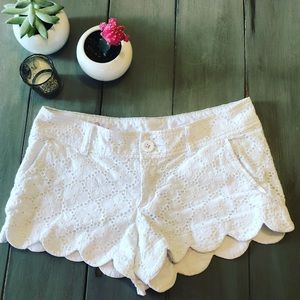 White Lilly Pulitzer Scallop Eyelet Shorts